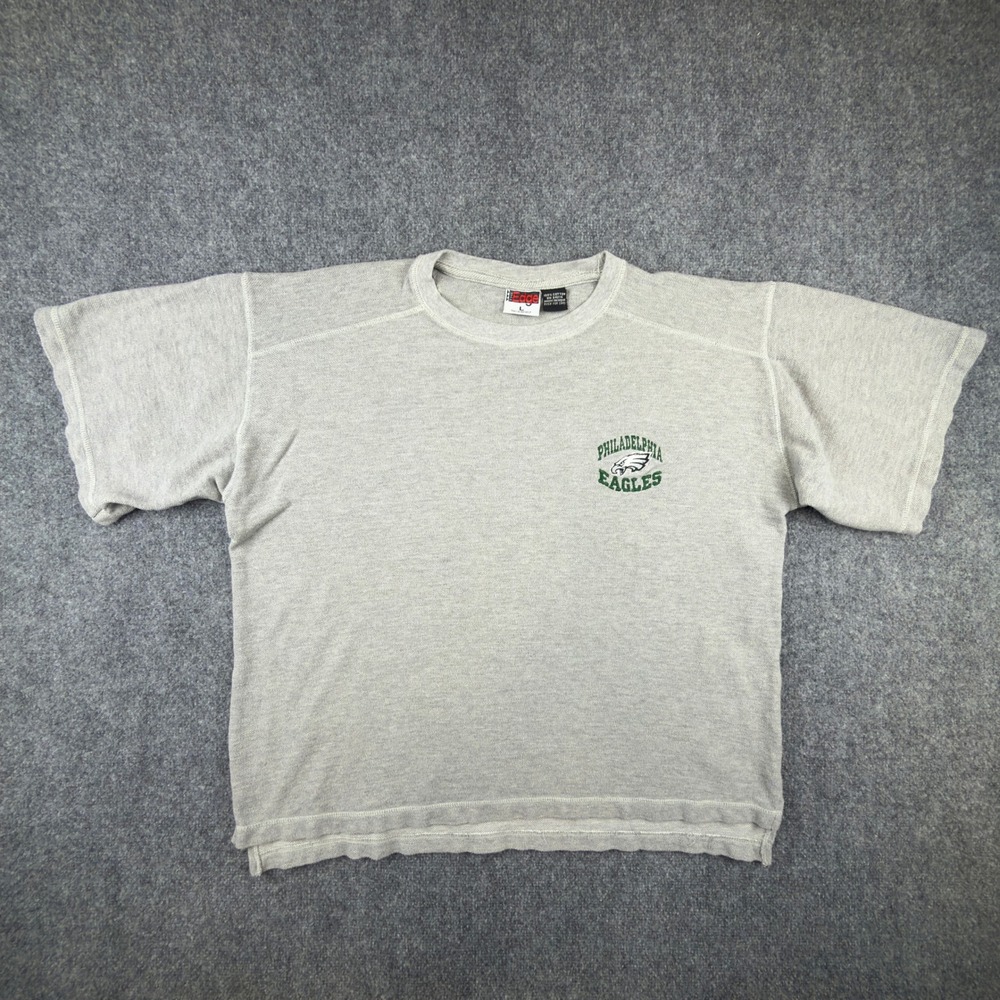 Vintage 1997 Philadelphia Eagles Short Sleeve Sweatshirt Gray The Edge Mens L